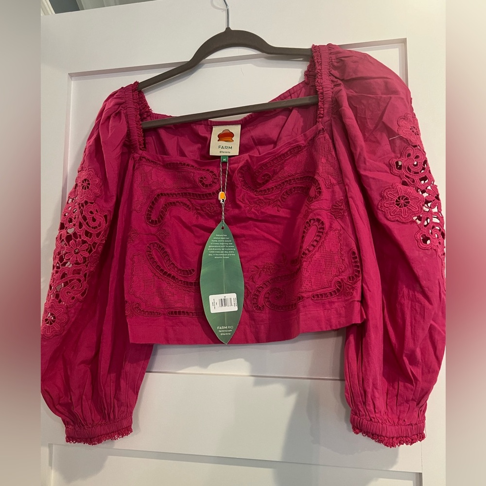 FARM Rio cropped pink shirt